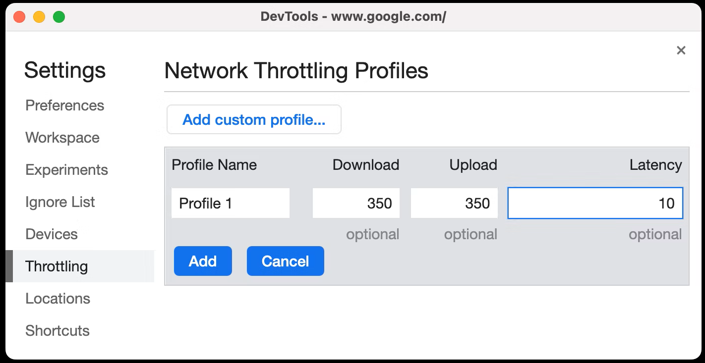 Perform Network Throttling in Chrome to Simulate Poor Network